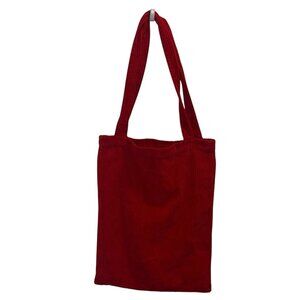 Graine Corduroy Tote Bag Front Pocket Red Summer Vacation Travel Shopping Cotton